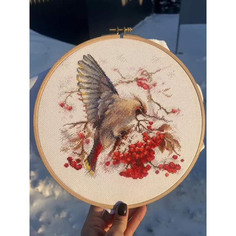 Kreuzstich-Set "Waxwing" 19x19,5 cm SANS-72