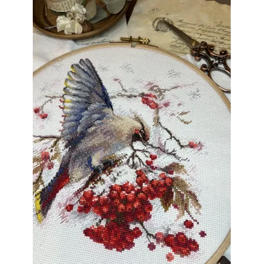 Набор для вышивания крестиком "Waxwing" 19x19,5 см SANS-72