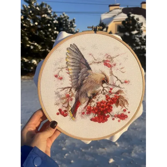 Kreuzstich-Set "Waxwing" 19x19,5 cm SANS-72