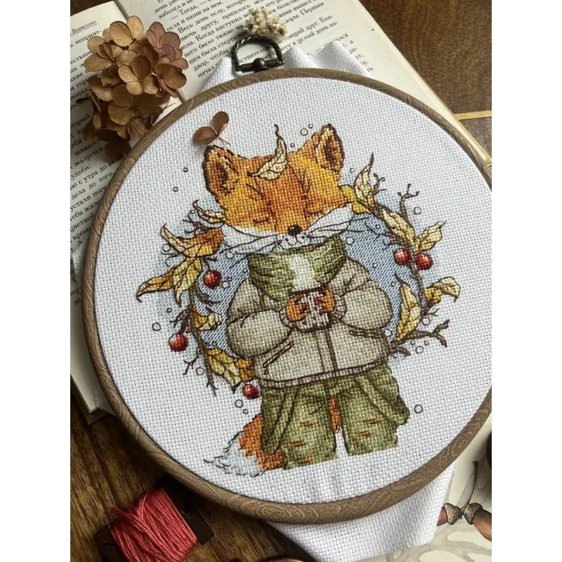 Kit de point de croix "Café d'automne" 15x16,5 cm SANO-33