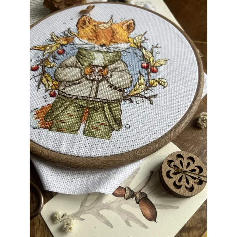 Kryželio siuvinėjimo rinkinys "Rudens kava" 15x16,5 cm SANO-33