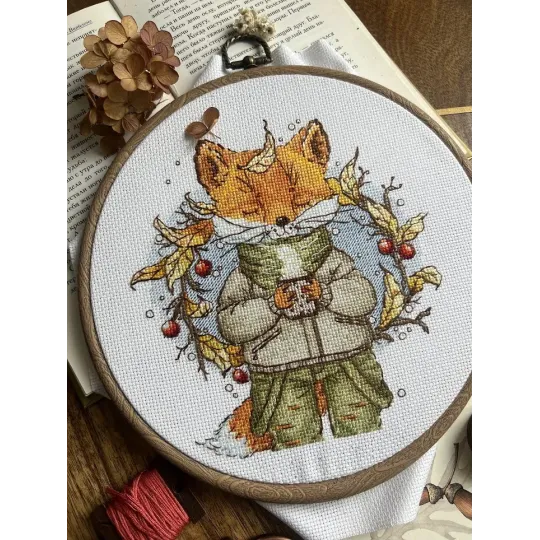 Kryželio siuvinėjimo rinkinys "Rudens kava" 15x16,5 cm SANO-33