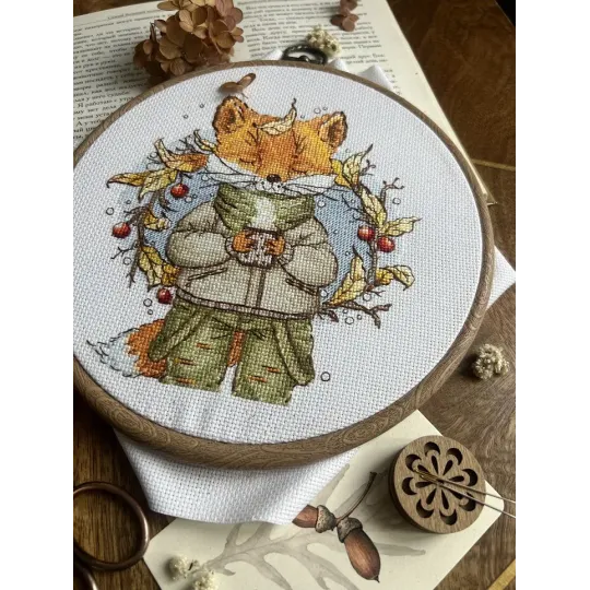 Kryželio siuvinėjimo rinkinys "Rudens kava" 15x16,5 cm SANO-33