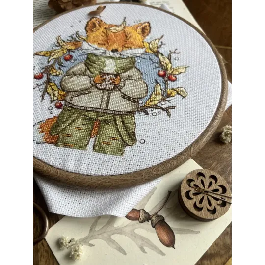 Kryželio siuvinėjimo rinkinys "Rudens kava" 15x16,5 cm SANO-33