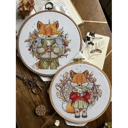 Cross stitch kit "Autumn coffee" 15x16.5 cm SANO-33
