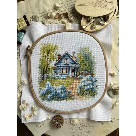 Kreuzstich-Set "Im Landhaus" 17,5 x 17 cm SANN-37