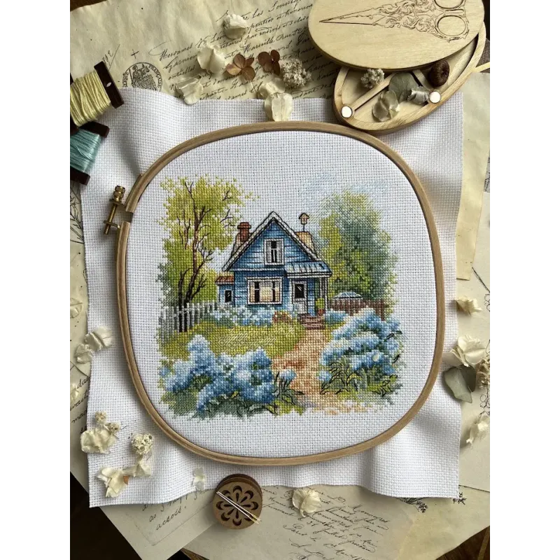 Kreuzstich-Set "Im Landhaus" 17,5 x 17 cm SANN-37