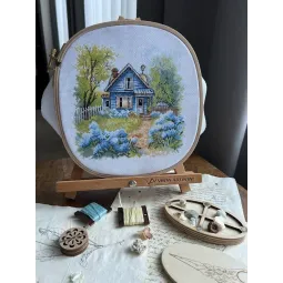 Kit point de croix "A la campagne" 17,5 x 17 cm SANN-37