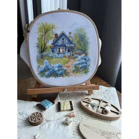 Kreuzstich-Set "Im Landhaus" 17,5 x 17 cm SANN-37