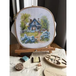 Kit point de croix "A la campagne" 17,5 x 17 cm SANN-37