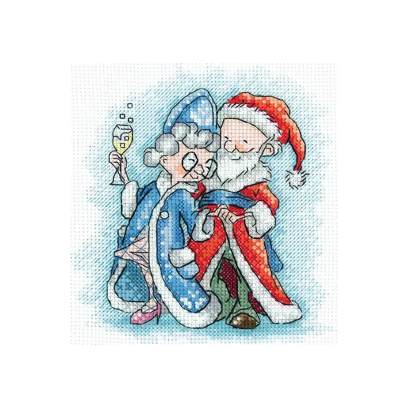 Kreuzstich-Set "Oma und Weihnachtsmann" 13,5х13,5 cm SANB-26