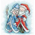 Набор для вышивания крестом "Бабушка и Санта Клаус" 13,5х13,5 см SANB-26