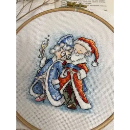 Cross stitch kit "Grandma and Santa Claus" 13,5х13,5 cm SANB-26