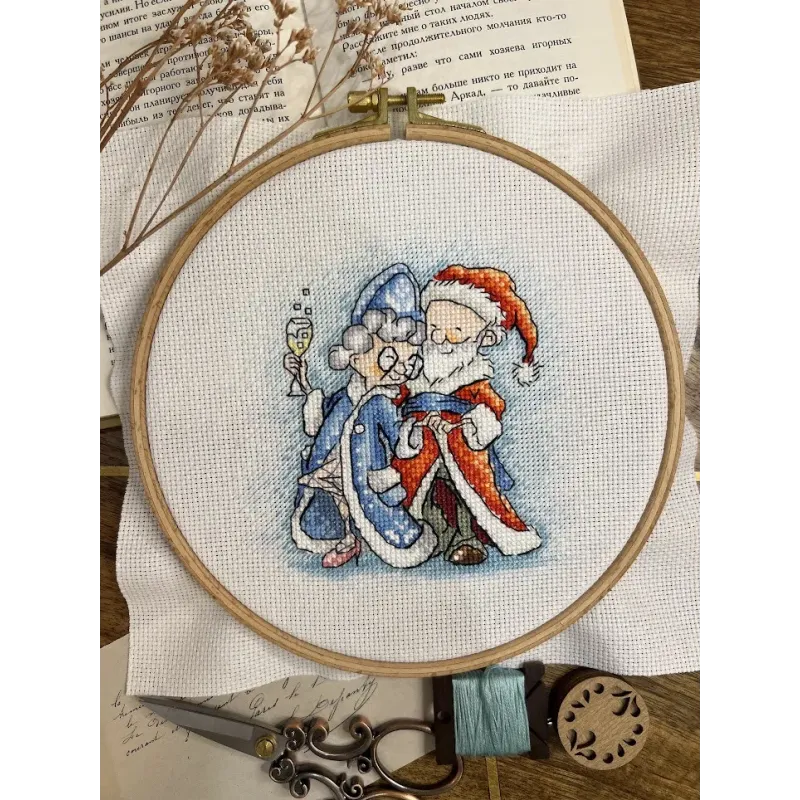 Kreuzstich-Set "Oma und Weihnachtsmann" 13,5х13,5 cm SANB-26