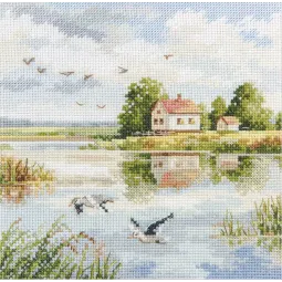 Набор для вышивания крестом «Домик у озера» S3-36