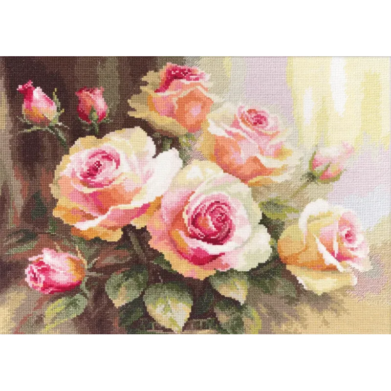 Kryželio siuvinėjimo rinkinys "Rožės saulės šviesoje" S2-54