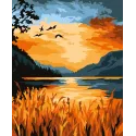 Paint by Numbers rinkinys "Saulėlydis prie ežero" 16,5x13 cm MINI316 0225
