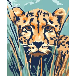 Kit de peinture par numéros "Léopard à la chasse" 16,5x13 cm MINI311 0425