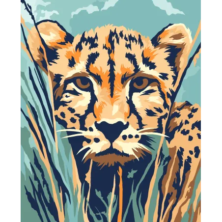 Malen nach Zahlen Kit "Leopard auf der Jagd" 16,5x13 cm MINI311 0425