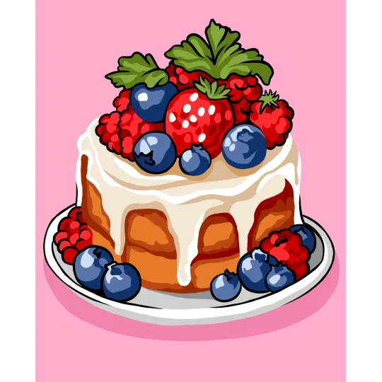 Kit de peinture par numéros « Gâteau aux baies » 16,5 x 13 cm MINI309 0425