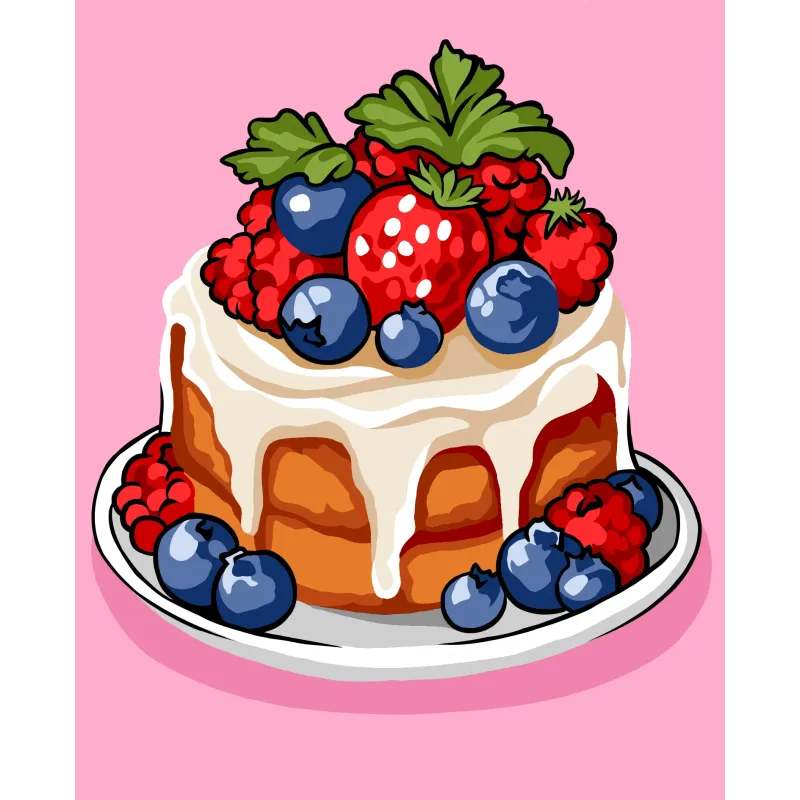 Kit de peinture par numéros « Gâteau aux baies » 16,5 x 13 cm MINI309 0425