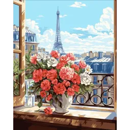 Malen nach Zahlen Set "Fenster nach Paris" 40x50 cm W032 0225