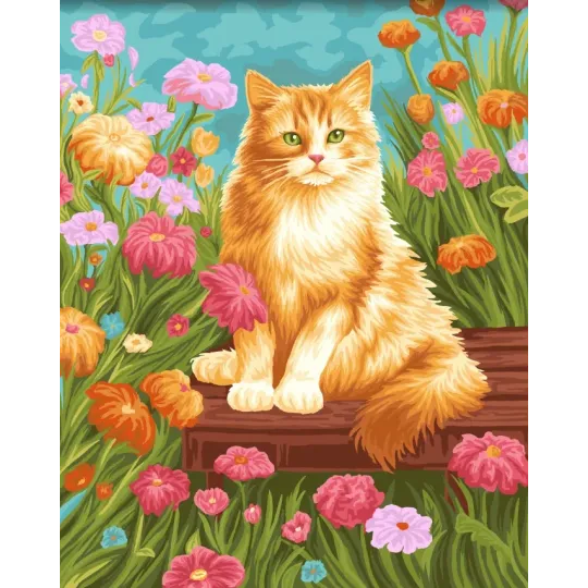 Kit de peinture par numéros "Chat dans les fleurs" 40x50 cm W024 0225