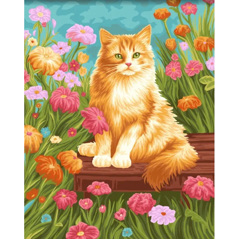 Malen nach Zahlen-Set "Katze in Blumen" 40x50 cm W024 0225