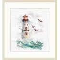Sea is shaking. White lighthouse S0-223