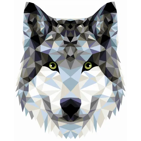 Mal-nach-Zahlen-Set. P004 Wolf (polygonales Design) 40*50