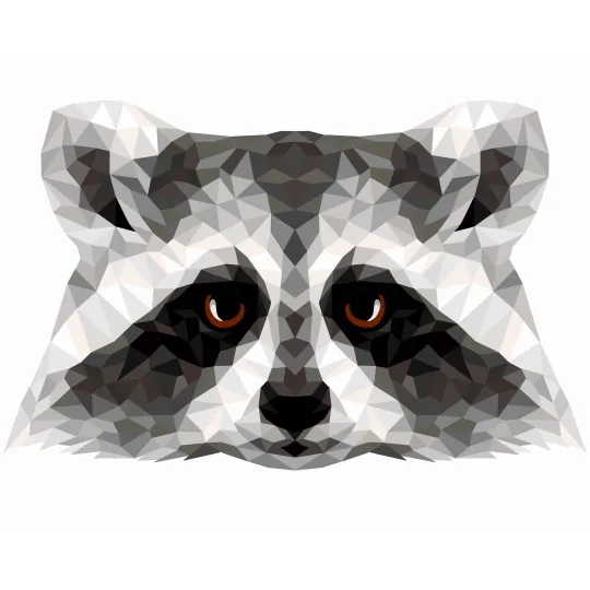 (SALE) Malen nach Zahlen Kit. P006 Waschbär (Polygon-Stil) 40*50