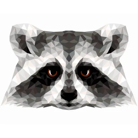 (SALE) Malen nach Zahlen Kit. P006 Waschbär (Polygon-Stil) 40*50