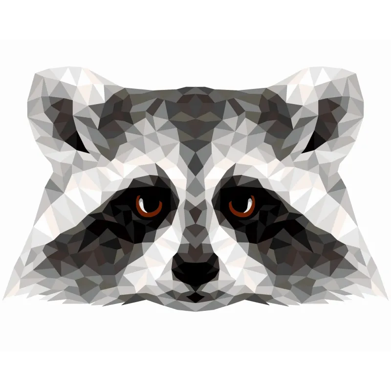 (SALE) Malen nach Zahlen Kit. P006 Waschbär (Polygon-Stil) 40*50