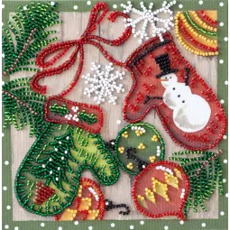 Kit de broderie Mini Bead - Quiz de Noël 15x15 cm AAM-201