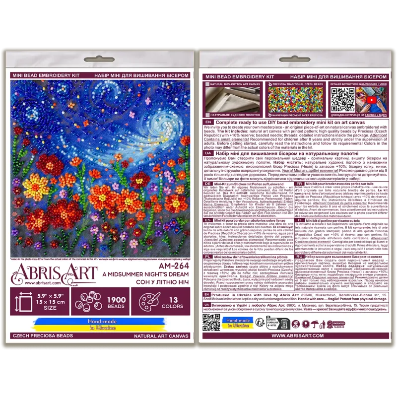 Mini kit de broderie de perles "Le Songe d'une Nuit d'Été" 15x15 cm AAM-264