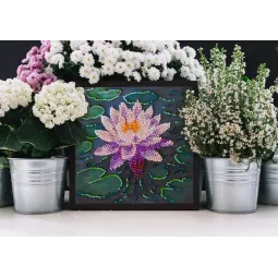 Kit de broderie de perles Mini "Nénuphar" 15x15 cm AAM-262