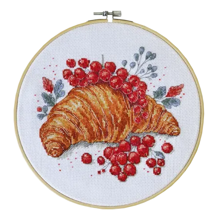 Наборы для вышивания крестиком "Круассан с красной смородиной" 20x20 см AAH-285