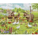 Kit de point de croix "Donkeys' Yard" 39x32 cm SBU5087