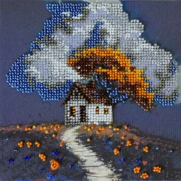 Mini Bead embroidery kit "Cottage Beneath the Clouds" AAM-263