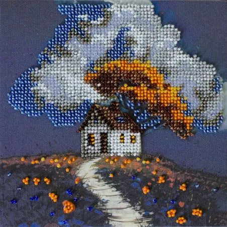 Mini Bead embroidery kit "Cottage Beneath the Clouds" AAM-263