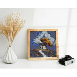 Mini karoliukų siuvinėjimo rinkinys "Namelis po debesimis" AAM-263