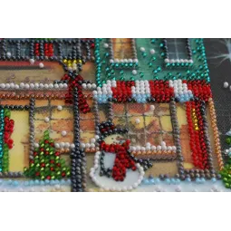 Mid-sized bead embroidery kit - Holiday town (Winter tale) 20x20 cm AAMB-048