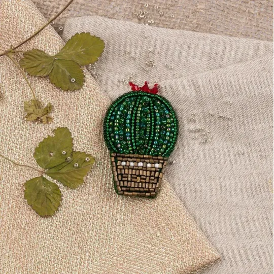 Cross stitch kit KLART "Brooch. Cactus" KL10-005