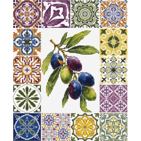 Kreuzstich-Set „Olivenpalette des Mittelmeers“ 20x25 cm SB7050