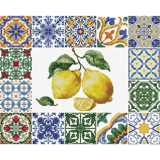 Kit de point de croix "Essence de citron de Méditerranée" 25x20 cm SB7049
