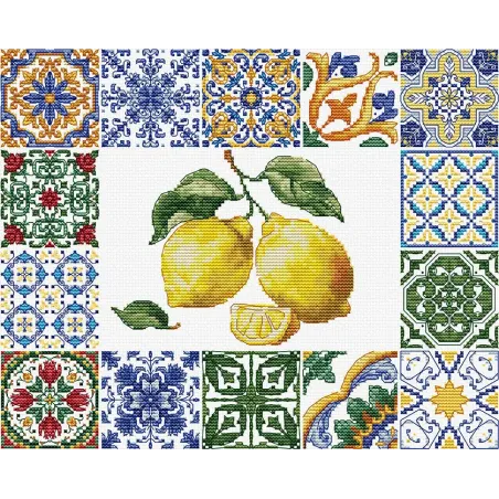 Kit de point de croix "Essence de citron de Méditerranée" 25x20 cm SB7049