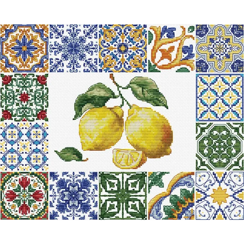 Kit de point de croix "Essence de citron de Méditerranée" 25x20 cm SB7049