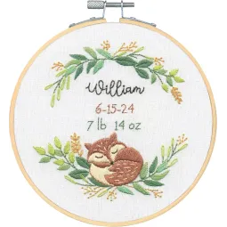 Kryželiu siuvinėjimo rinkinys „Fox Birth Record“ 15x15 cm D72-70392