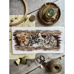 Набор для вышивания крестиком "Пушистое трио" 35 х 14,5 см SANP-69