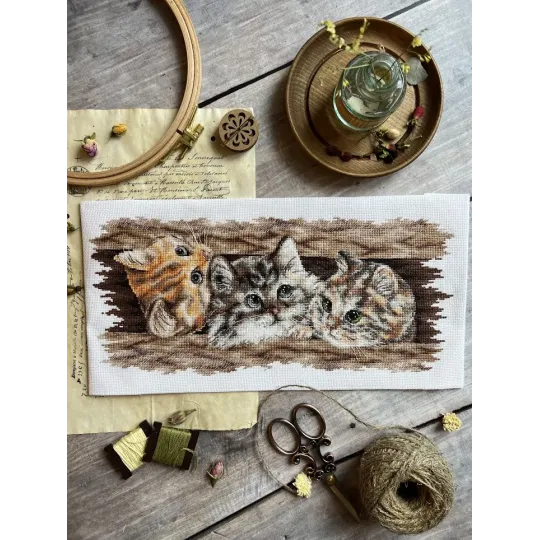 Kreuzstich-Set "Flauschiges Trio" 35 х 14,5 cm SANP-69